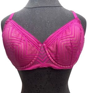 THIRDLOVE Graphic Mesh Demi bra. 36C1/2 pink purple